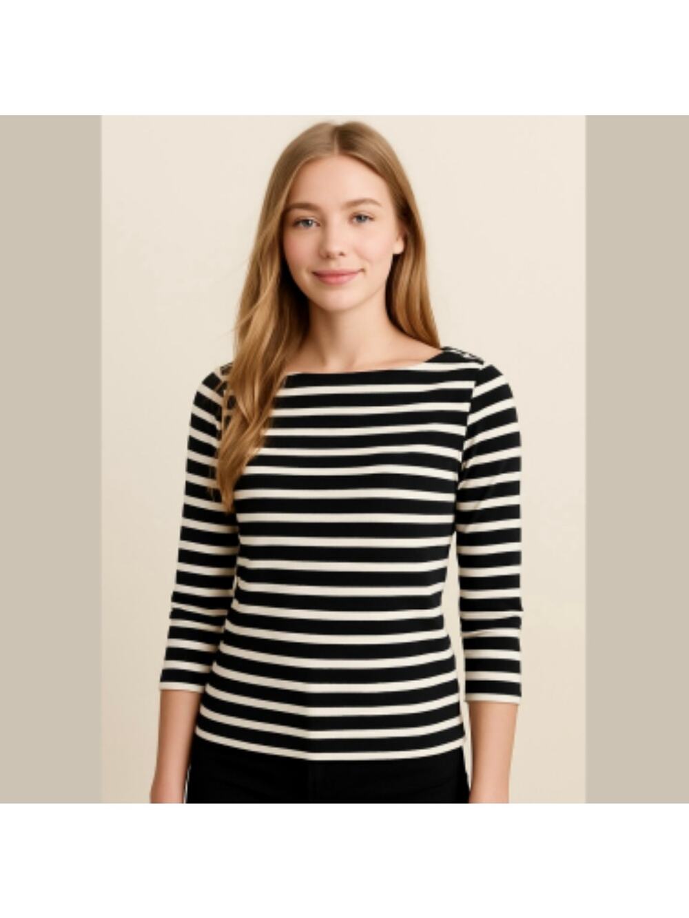 J. CREW Black & White Stripe 3/4 Sleeve Shirt XXS